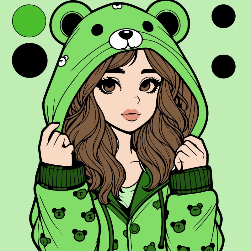 realistic girl in a animal pjs hoodie