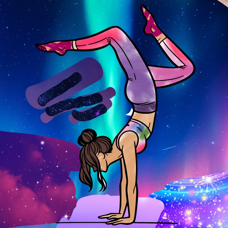 a woman doing a handstand