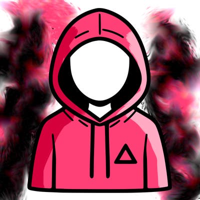 a person with non face waering a hoodie with a small triangle symbol