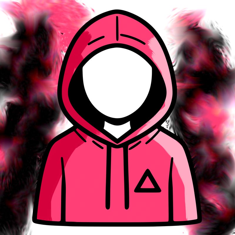 a person with non face waering a hoodie with a small triangle symbol