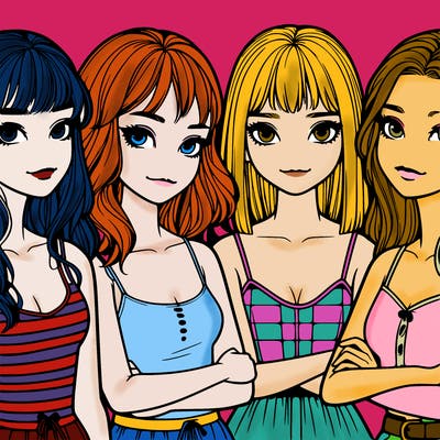 four realistic girls