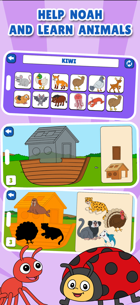 Biblical Games and Activities - Interactive animal learning and Noahs Ark games for children