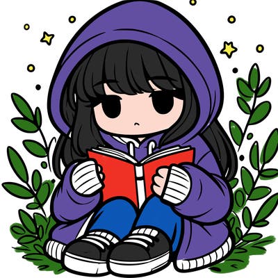 girl in oversized hoodie reading a book