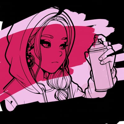 a realistic girl, spray painting