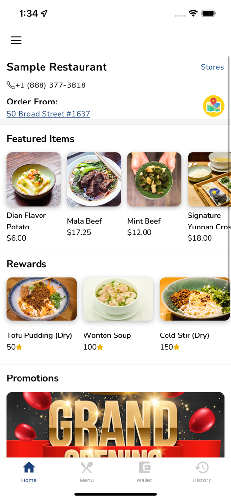 EzApp+ - EzApp plus mobile app home screen showing featured dishes, loyalty rewards, and promotional banners.