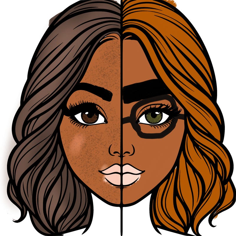 realistic girl split half