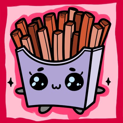 a cute. french fries