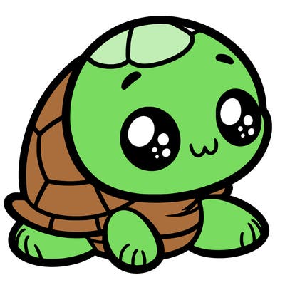 cute little animated turtle