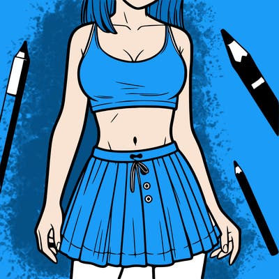 a woman wearing croptop and skirt