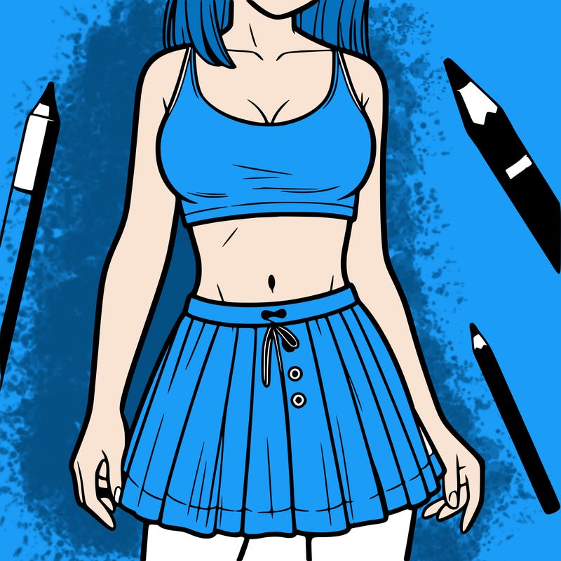 a woman wearing croptop and skirt