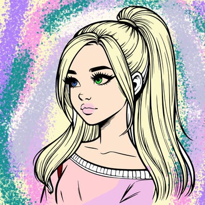 realistic girl with a high ponytail