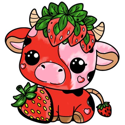 cute strawberry cow