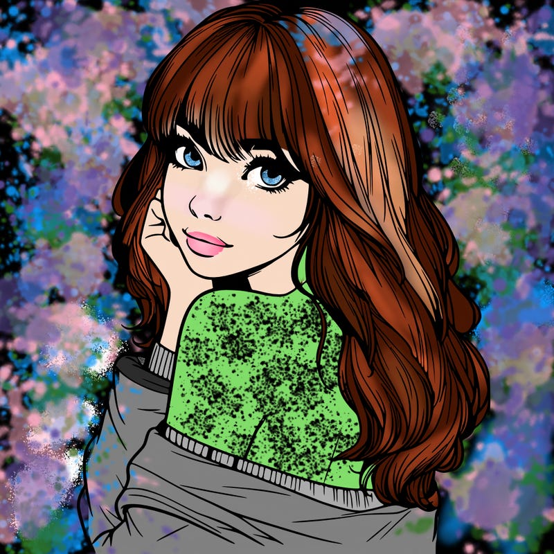 realistic girl with bangs looking over her shoulder