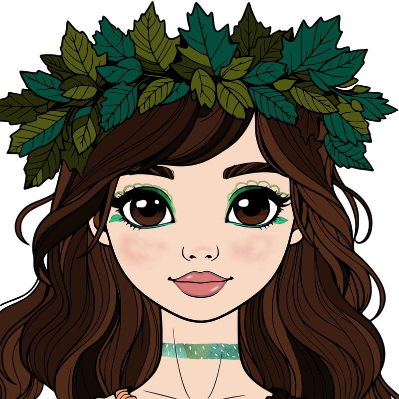 realistic girl with fall leaf crown