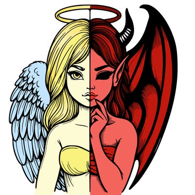 realistic angel half demon