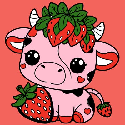cute strawberry cow