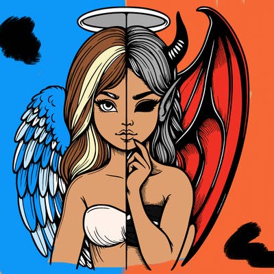 realistic angel half demon