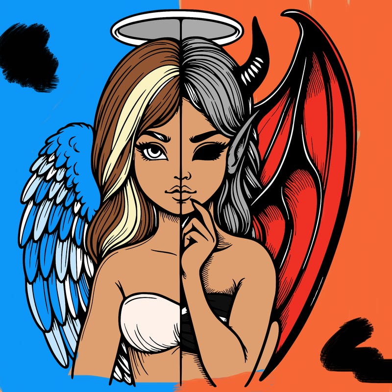 realistic angel half demon