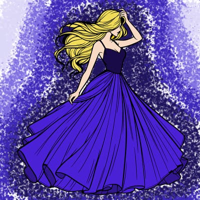 realistic woman with dress flowing in the wind