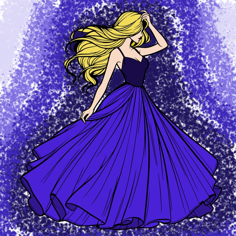 realistic woman with dress flowing in the wind