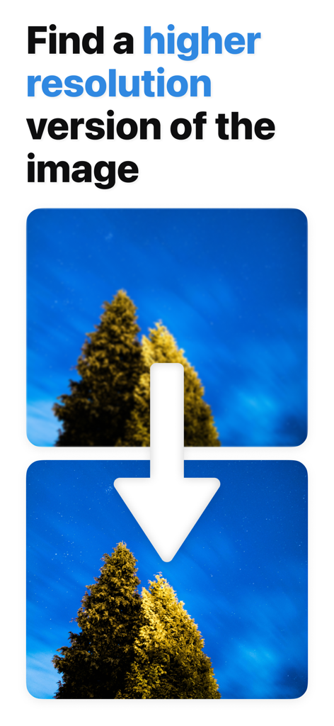 Reverse Image Search: Eye Lens - A comparison showing how the app finds a higher resolution version of a blurry image
