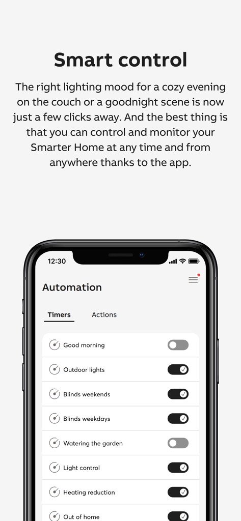 ABB-free@home® Next - Configuración de temporizadores de automatización de hogar inteligente para iluminación y persianas en la aplicación ABB free home Next