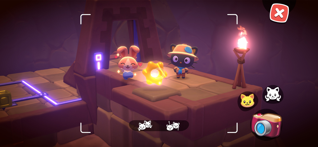 Hello Kitty Island Intro - Personajes de Sanrio resolviendo un acertijo y usando la cámara en ruinas antiguas