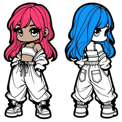 girl in crop top and baggy pants
