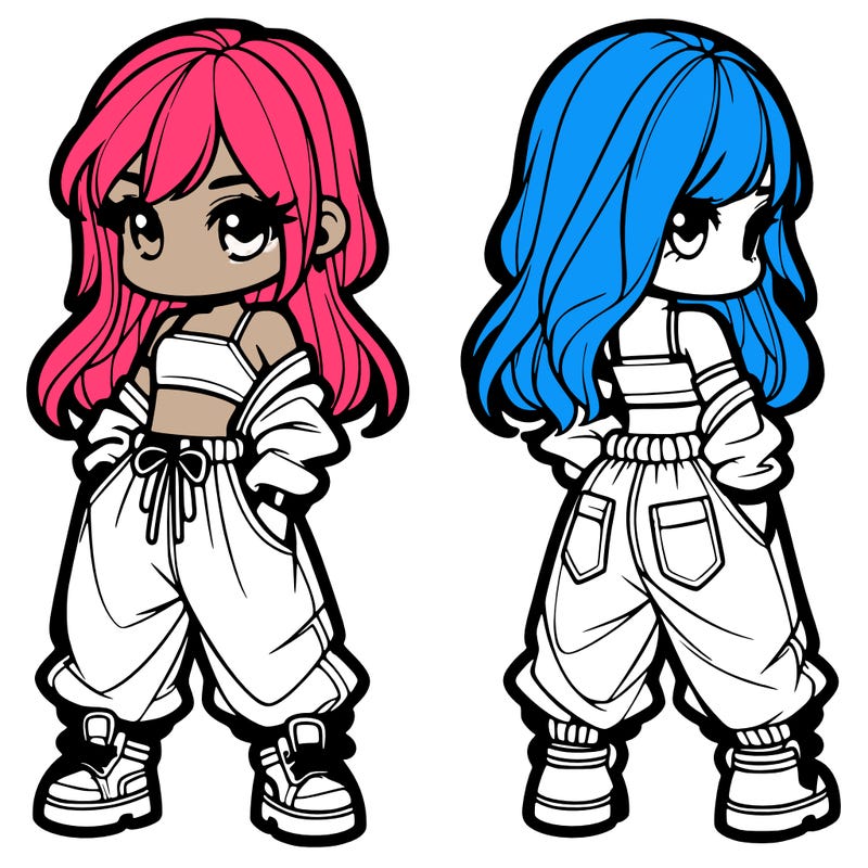 girl in crop top and baggy pants