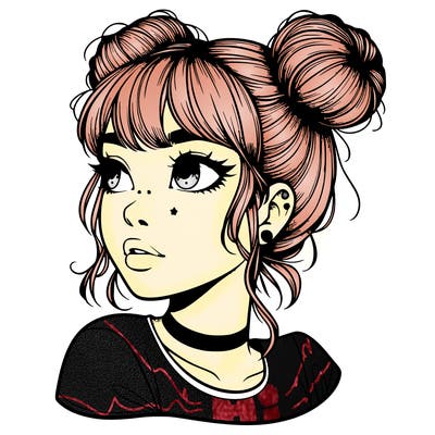 realistic girl with spacebuns