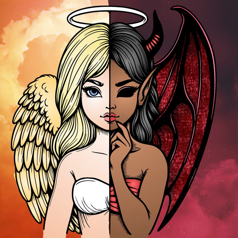 realistic angel half demon