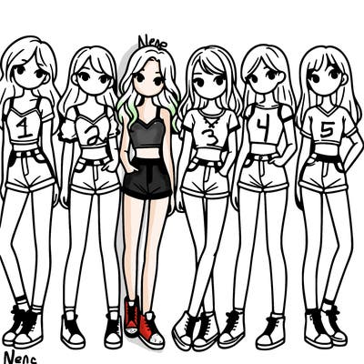 a group of girls wearing crop tops and shorts