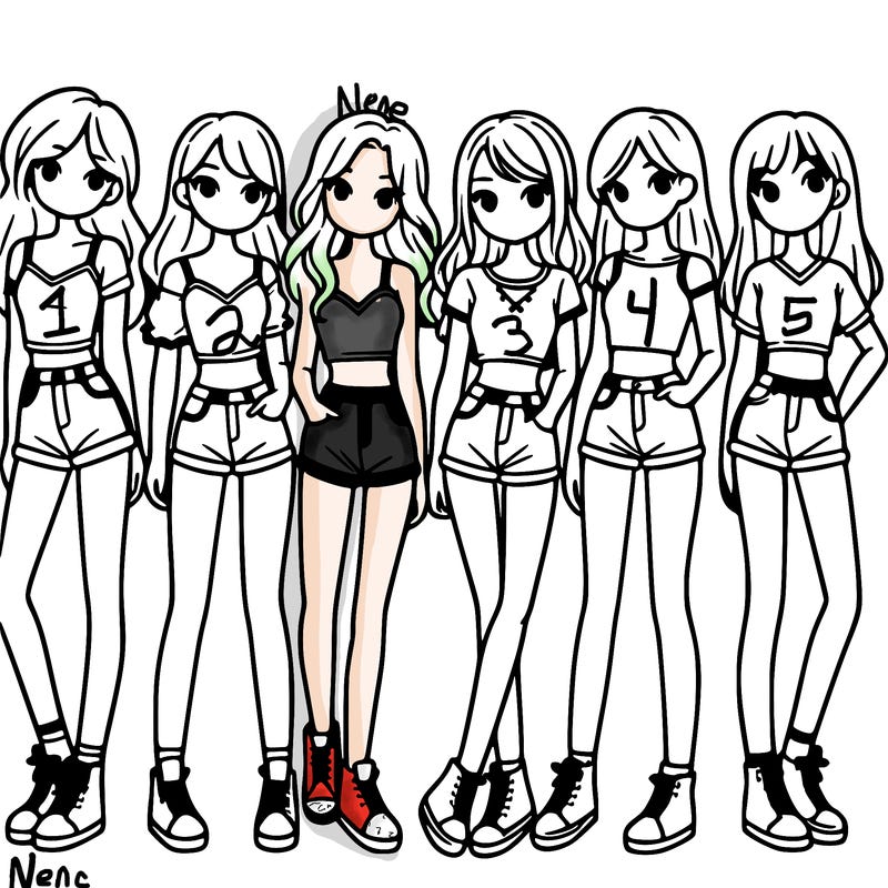 a group of girls wearing crop tops and shorts