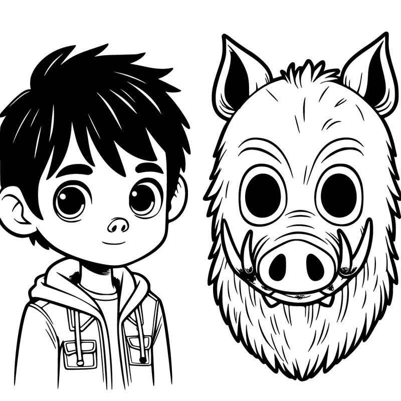 boy with boar mask