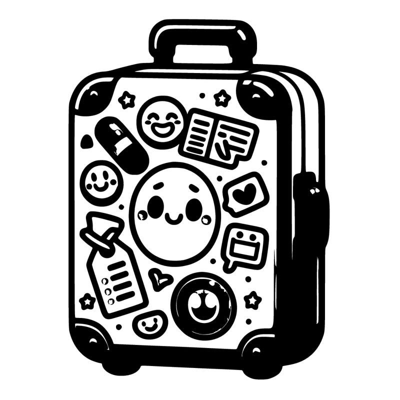 a suitcase with stickers