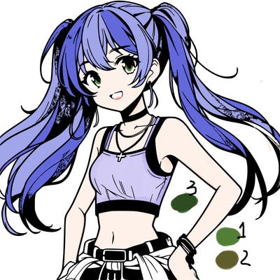 anime girl wearing crop top