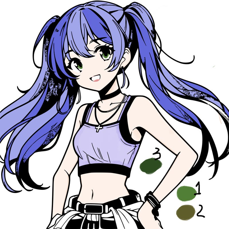 anime girl wearing crop top