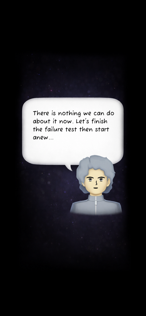 Anti-Goon: Quit Gooning - Un personnage de compagnon de laboratoire de style anime dans l'application Anti-Goon avec une bulle de dialogue parlant de recommencer après un échec.