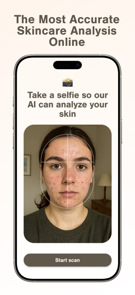 Skan - AI Skincare and Beauty - Skan app interface showing a facial scan for AI skincare analysis