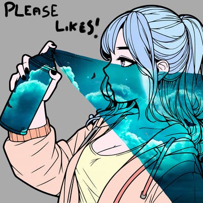 a realistic girl spray, painting