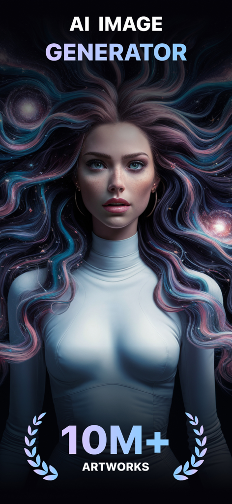 Artica - AI Art Generator - A cosmic woman portrait created with the Artica AI art generator app