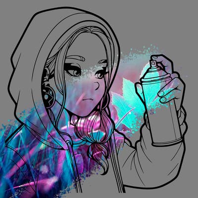 a realistic girl, spray painting