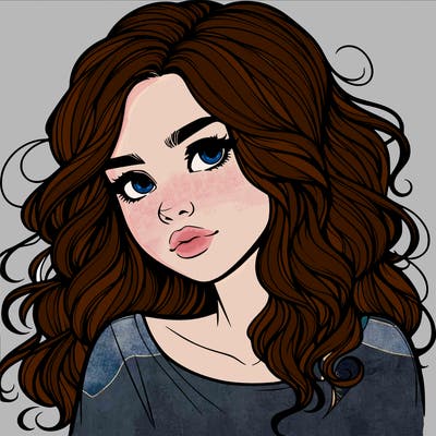 realistic girl with wavy hair on her hair
