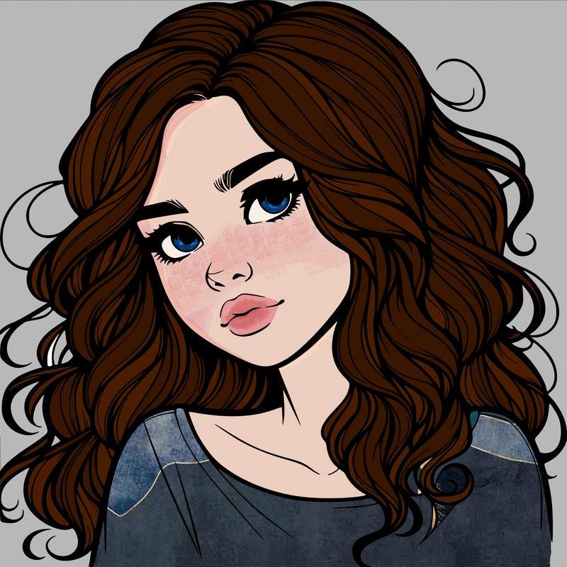 realistic girl with wavy hair on her hair