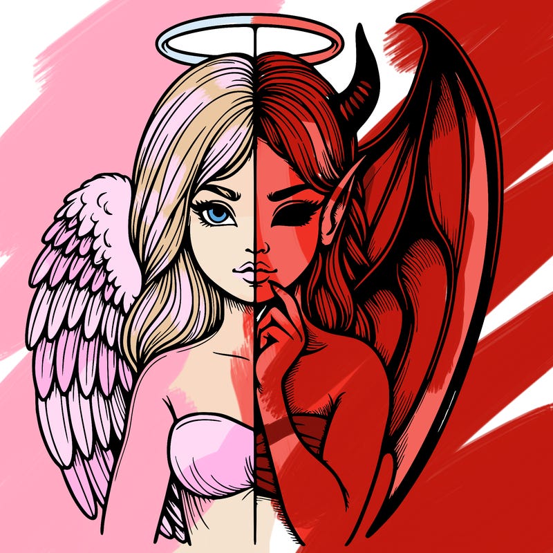 realistic angel half demon