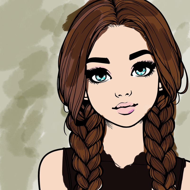 realistic girl with braids