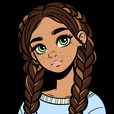 teen girl with braids in hair