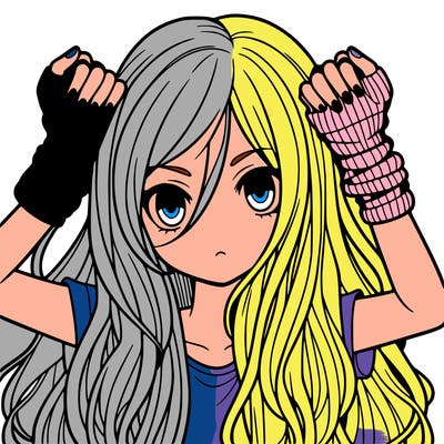 long haired girl with fingerless gloves