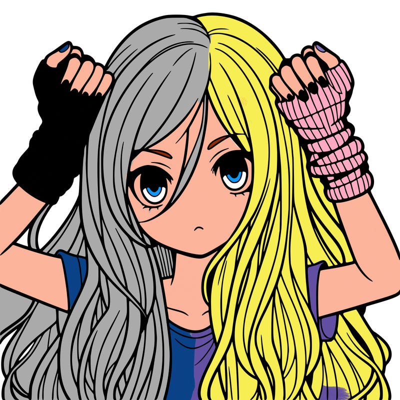 long haired girl with fingerless gloves