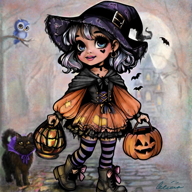 realistic girl with a halloween costume